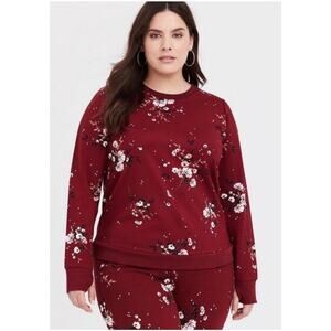 Torrid Red Floral Ponte Sweatshirt